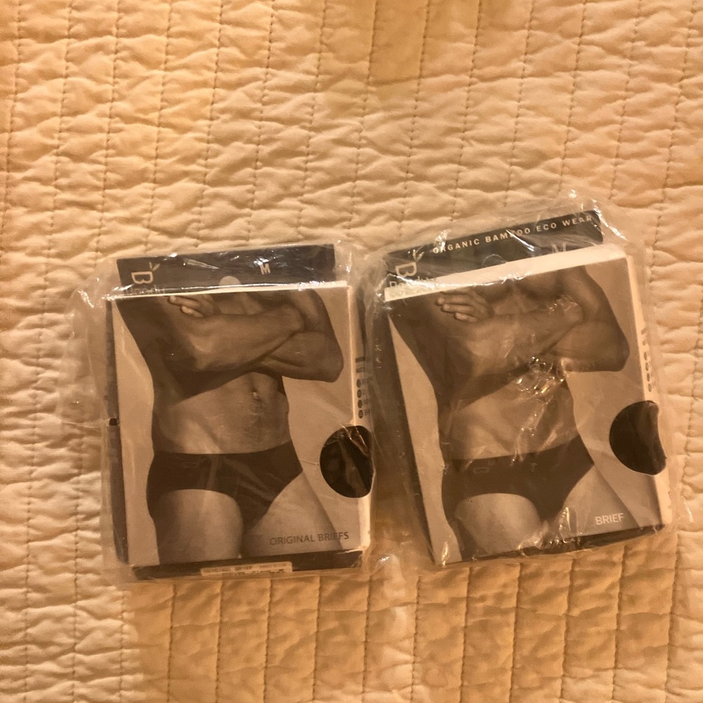 2 Pair Boody men’s brief size medium, black. Brand new in packaging